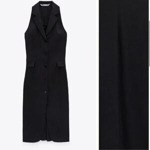 ZARA LINEN BUTTONS VEST DRESS OLD MONEY SMALL